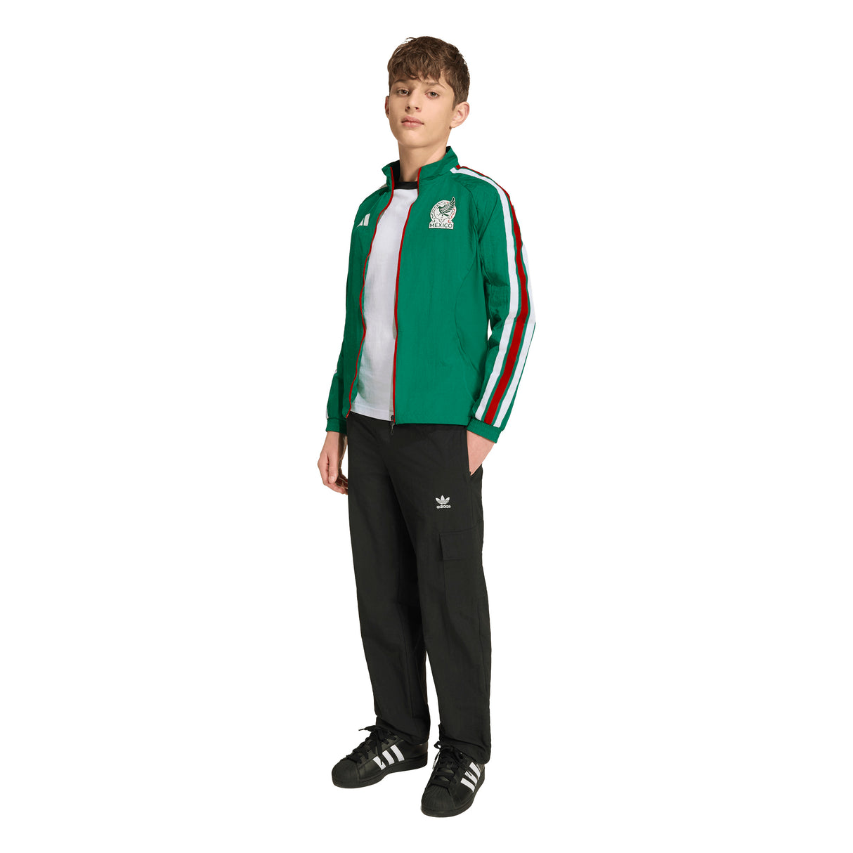 adidas Mexico Home Anthem Youth Soccer Jacket - Green/White