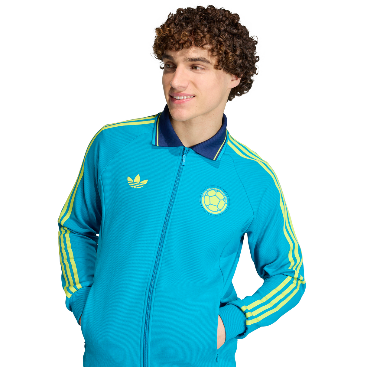 adidas Colombia Away Anthem Men's Soccer Jacket - Turquoise