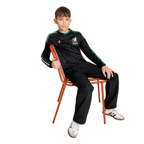 adidas Mexico Third Long Sleeve Youth Soccer Jersey 26 - Black