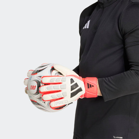 adidas Predator Match Fingersave Goalkeeper Soccer Gloves - White/Red/Black