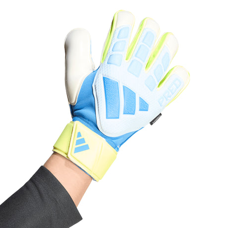 adidas Predator Match Fingersave Goalkeeper Soccer Gloves - Sky/Blue/Yellow