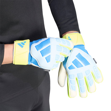 adidas Predator Match Fingersave Goalkeeper Soccer Gloves - Sky/Blue/Yellow