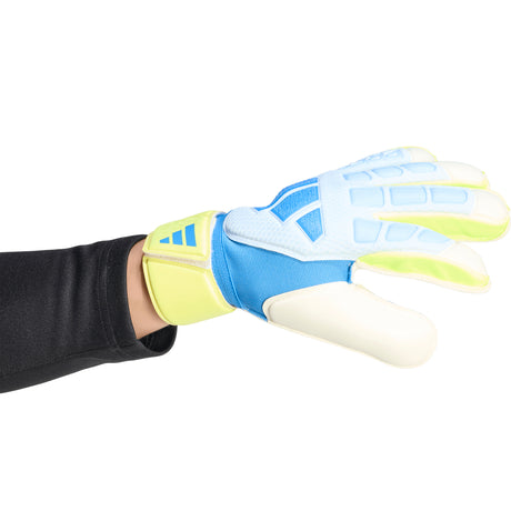 adidas Predator Match Fingersave Goalkeeper Soccer Gloves - Sky/Blue/Yellow