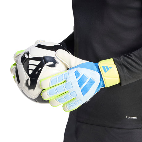 adidas Predator Match Fingersave Goalkeeper Soccer Gloves - Sky/Blue/Yellow