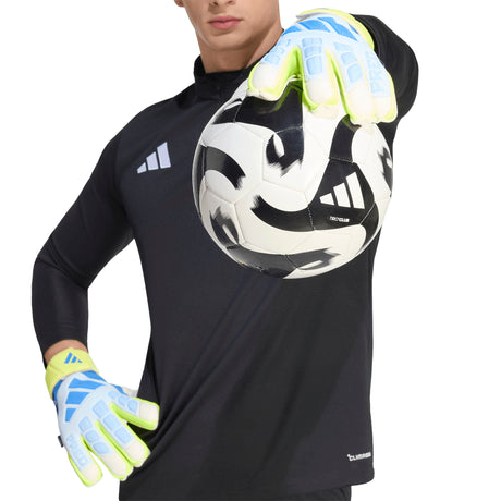 adidas Predator Match Fingersave Goalkeeper Soccer Gloves - Sky/Blue/Yellow
