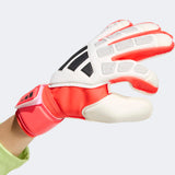 adidas Predator Match Fingersave Goalkeeper Youth Soccer Gloves - White/Red/Black