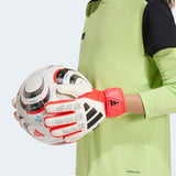 adidas Predator Match Fingersave Goalkeeper Youth Soccer Gloves - White/Red/Black