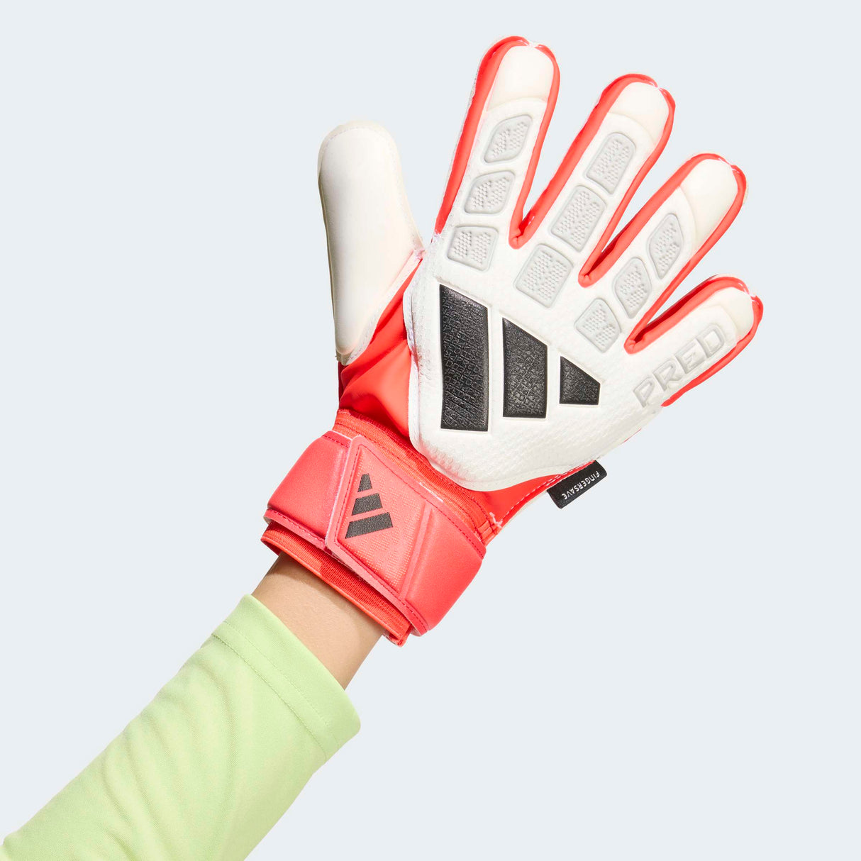 adidas Predator Match Fingersave Goalkeeper Youth Soccer Gloves - White/Red/Black