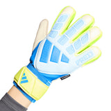 Guantes de portero de fútbol juvenil adidas Predator Match Fingersave - Celeste/Azul/Amarillo