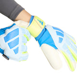 Guantes de portero de fútbol juvenil adidas Predator Match Fingersave - Celeste/Azul/Amarillo