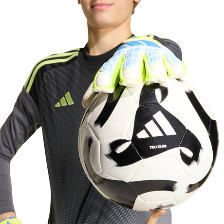adidas Predator Match Fingersave Goalkeeper Youth Soccer Gloves - Sky/Blue/Yellow