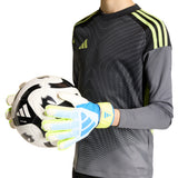 Guantes de portero de fútbol juvenil adidas Predator Match Fingersave - Celeste/Azul/Amarillo
