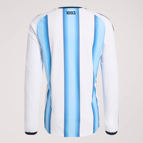 adidas Argentina Home Authentic Long Sleeve Men's Soccer Jersey 26 - White/Blue