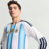 adidas Argentina Home Authentic Long Sleeve Men's Soccer Jersey 26 - White/Blue