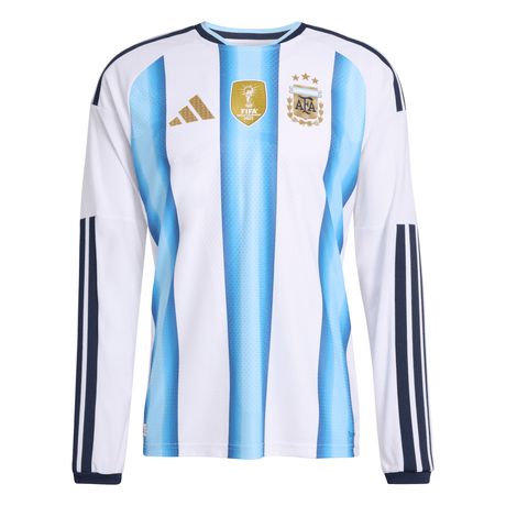 adidas Argentina Home Authentic Long Sleeve Men's Soccer Jersey 26 - White/Blue