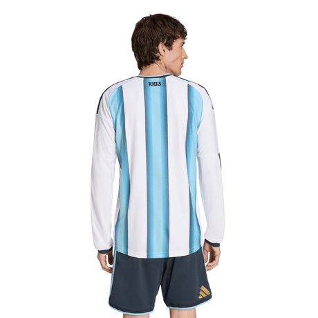 adidas Argentina Home Authentic Long Sleeve Men's Soccer Jersey 26 - White/Blue