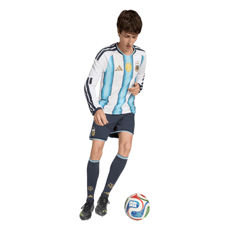 adidas Argentina Home Authentic Long Sleeve Men's Soccer Jersey 26 - White/Blue