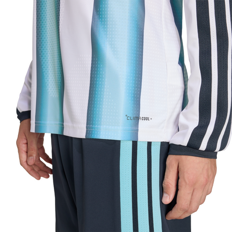 adidas Argentina Home Authentic Long Sleeve Men's Soccer Jersey 26 - White/Blue