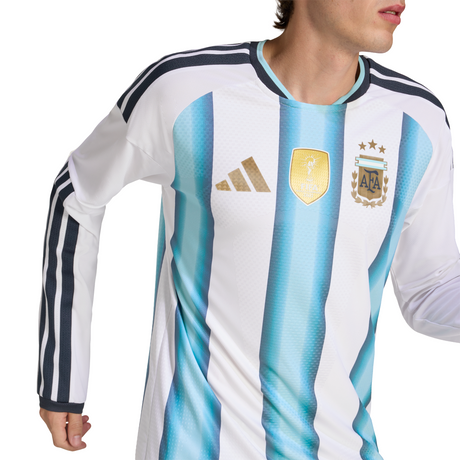 adidas Argentina Home Authentic Long Sleeve Men's Soccer Jersey 26 - White/Blue