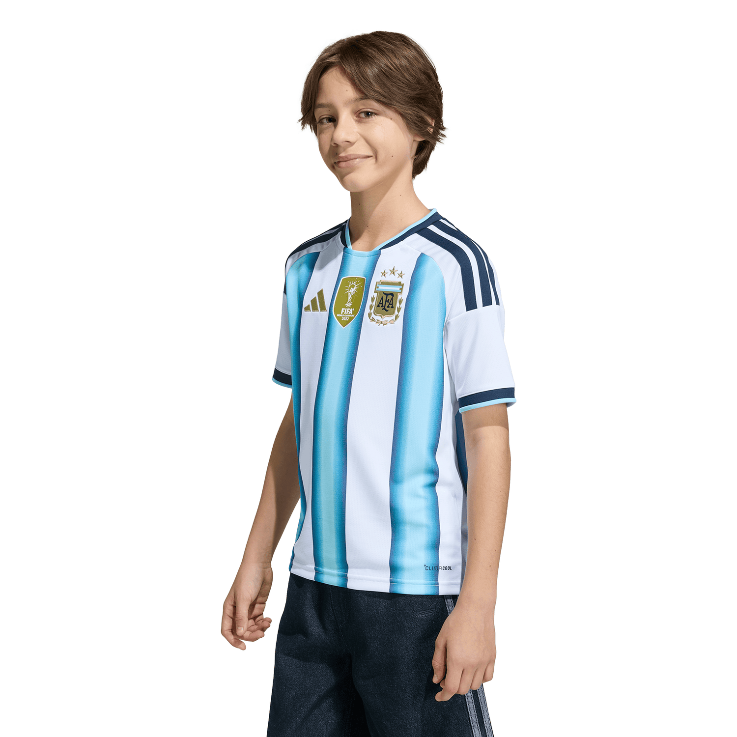 adidas Argentina Home Messi Youth Soccer Jersey 26 - White/Blue