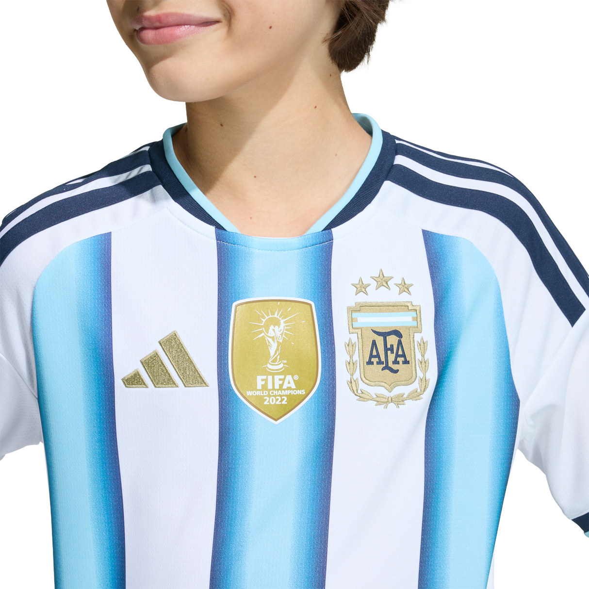 adidas Argentina Home Messi Youth Soccer Jersey 26 - White/Blue