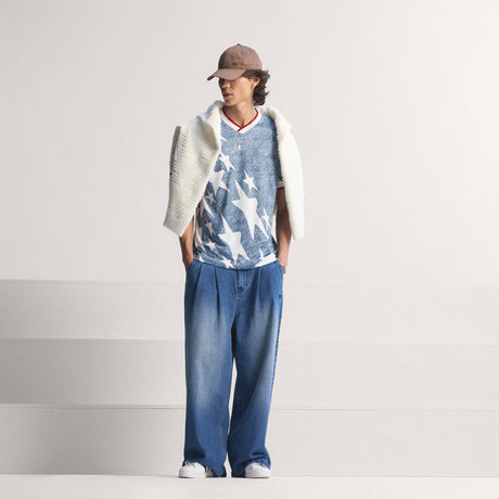 adidas Denim Graphic Soccer Jersey - White/Blue