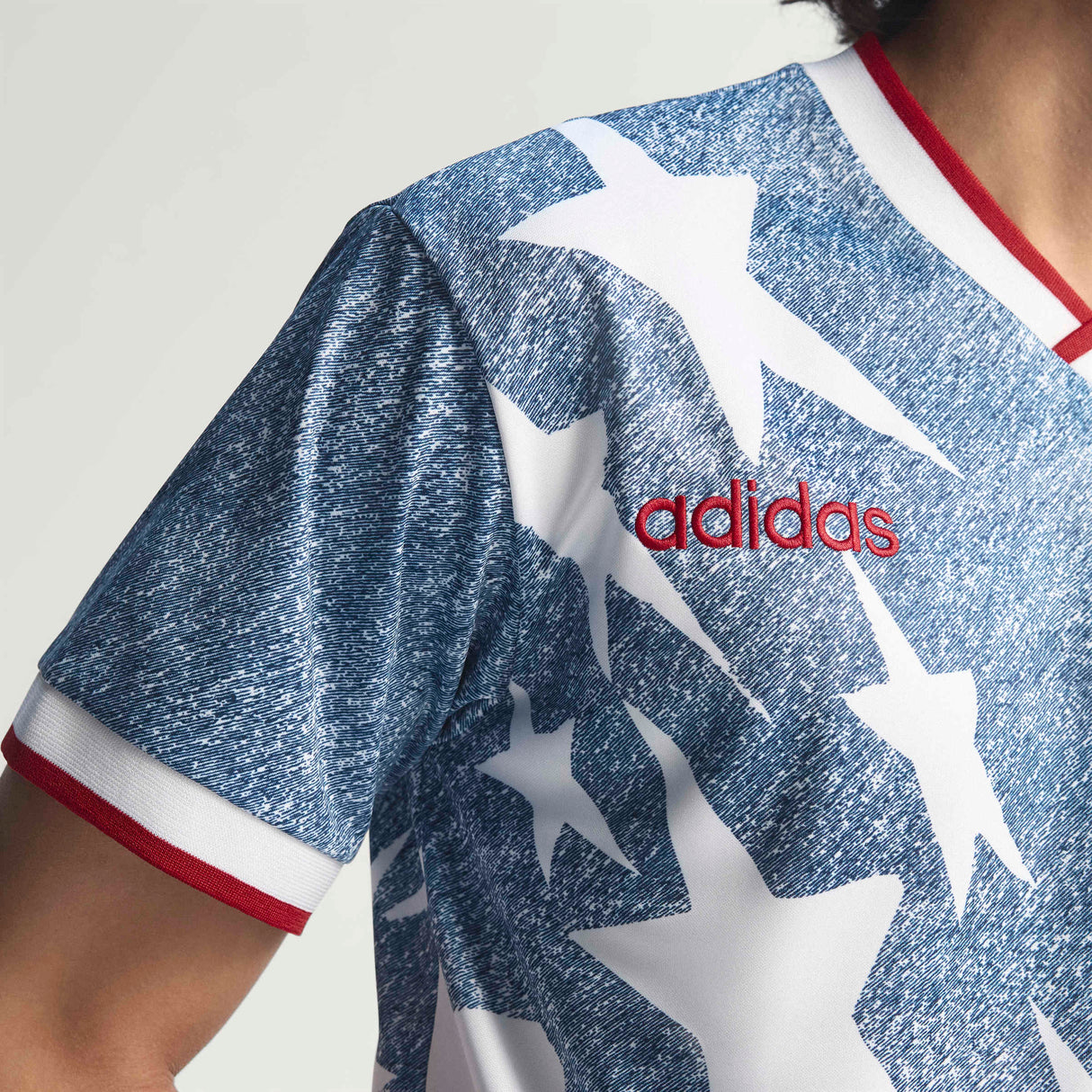 adidas Denim Graphic Soccer Jersey - White/Blue