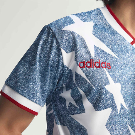 adidas Denim Graphic Soccer Jersey - White/Blue