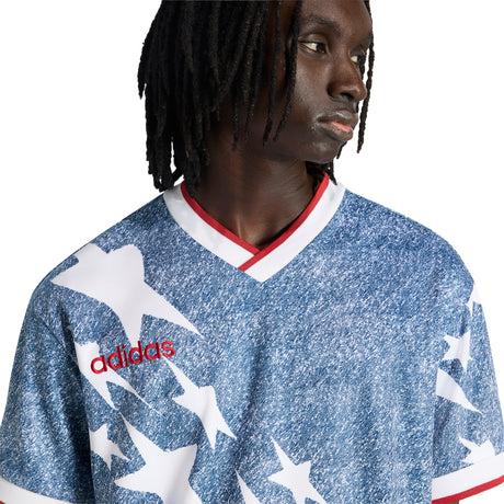 adidas Denim Graphic Soccer Jersey - White/Blue