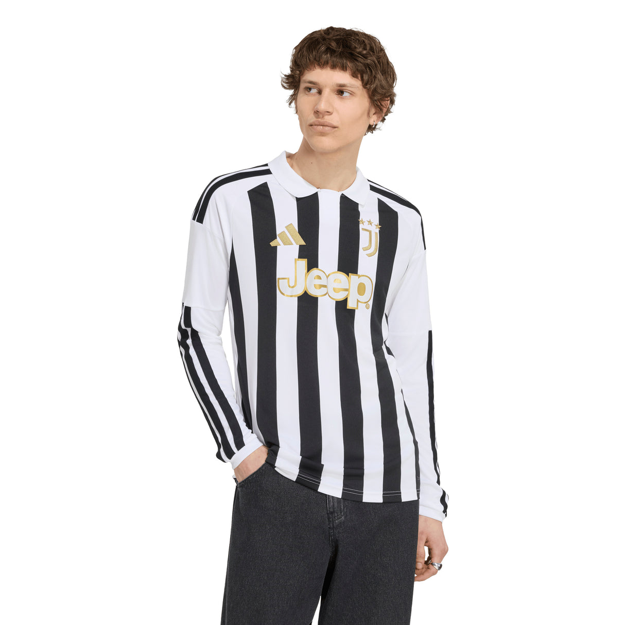 Camiseta de fútbol de manga larga adidas Juventus para hombre 26/27 - Blanco/Negro