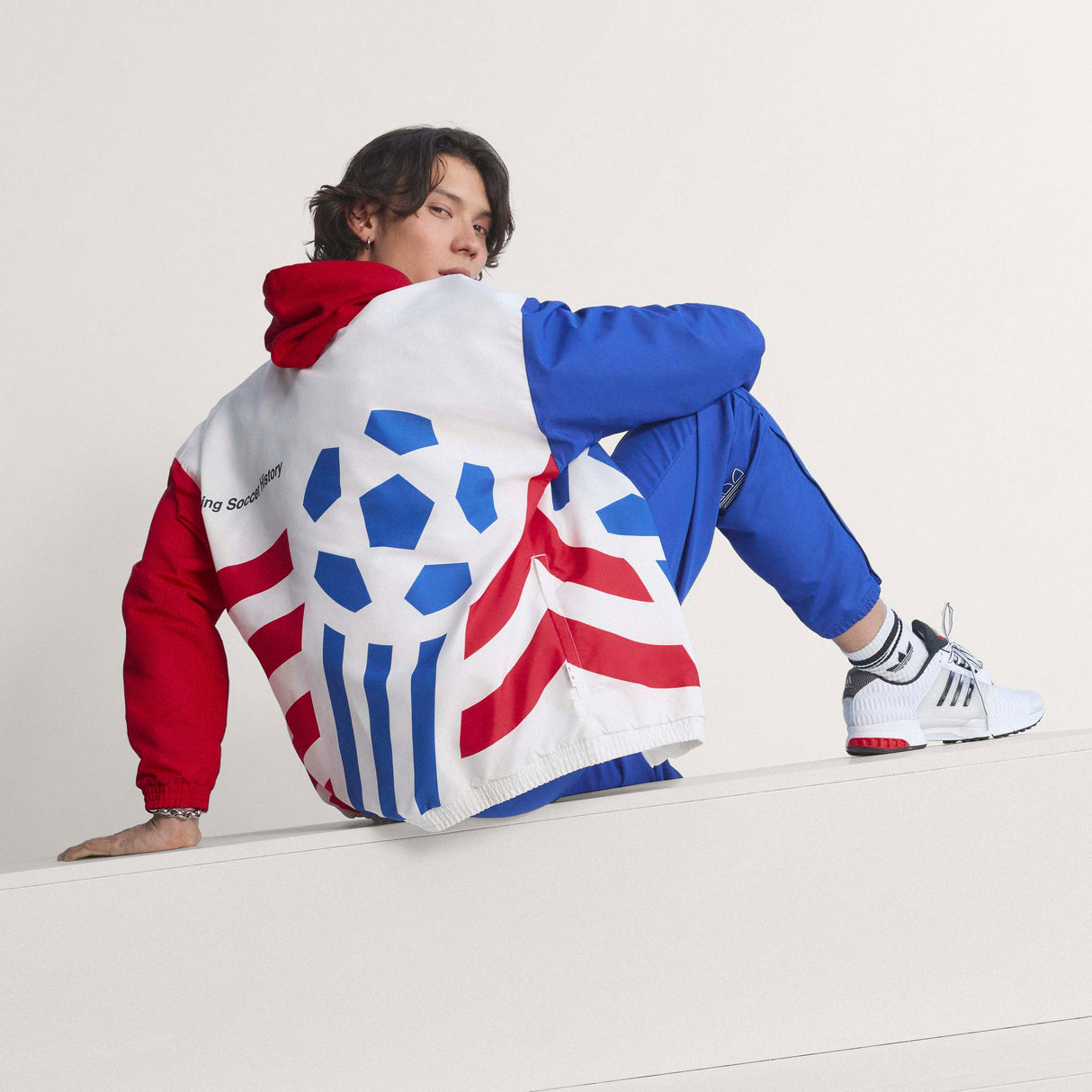 Chaqueta de chándal de fútbol tejida con gráfico adidas para hombre - Blanco
