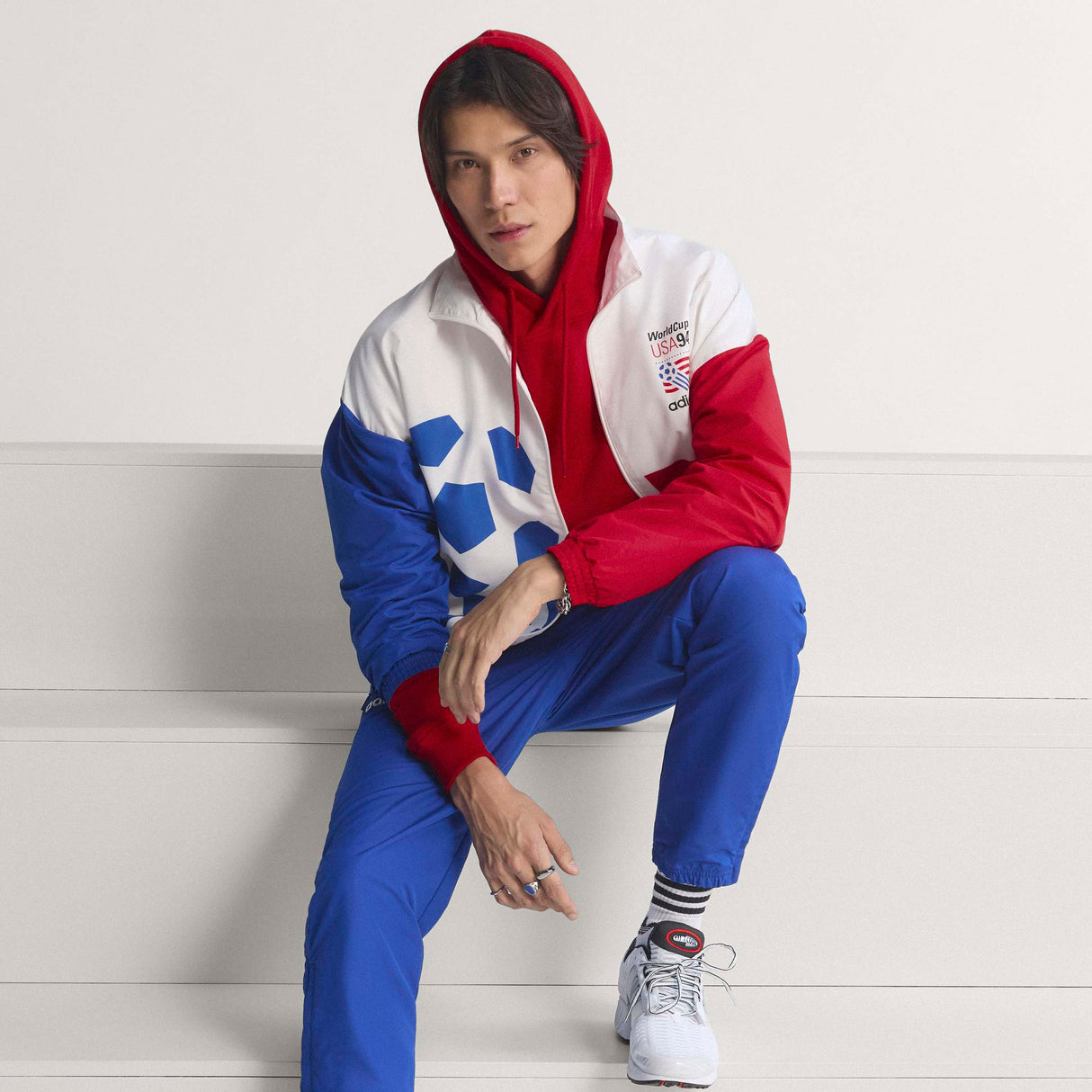 Chaqueta de chándal de fútbol tejida con gráfico adidas para hombre - Blanco