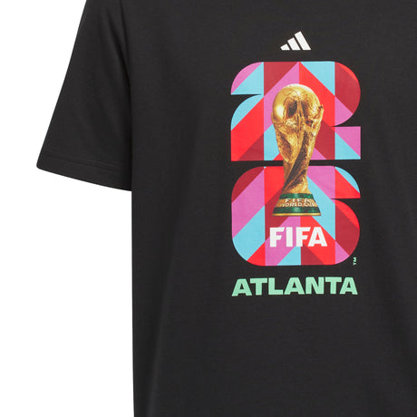 Camiseta de fútbol juvenil con gráfico de la Copa Mundial de la FIFA 26 de adidas en Atlanta - Negra