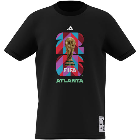 Camiseta de fútbol juvenil con gráfico de la Copa Mundial de la FIFA 26 de adidas en Atlanta - Negra