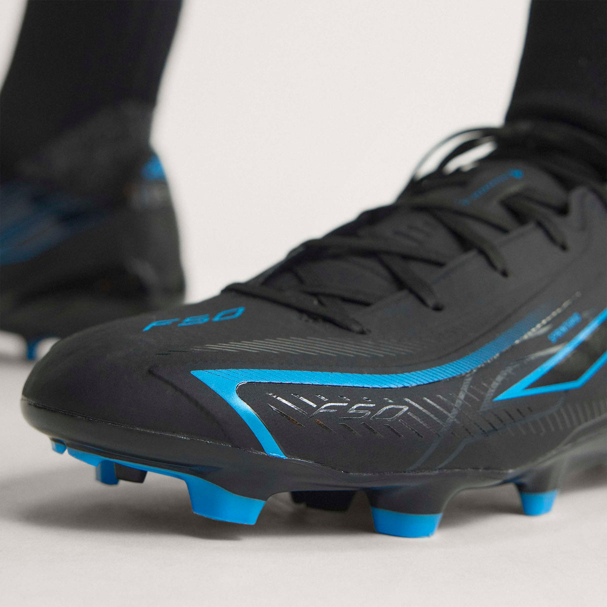 adidas F50 Hyperfast League Firm Ground Men's Soccer Cleats - Black/Black/Blue