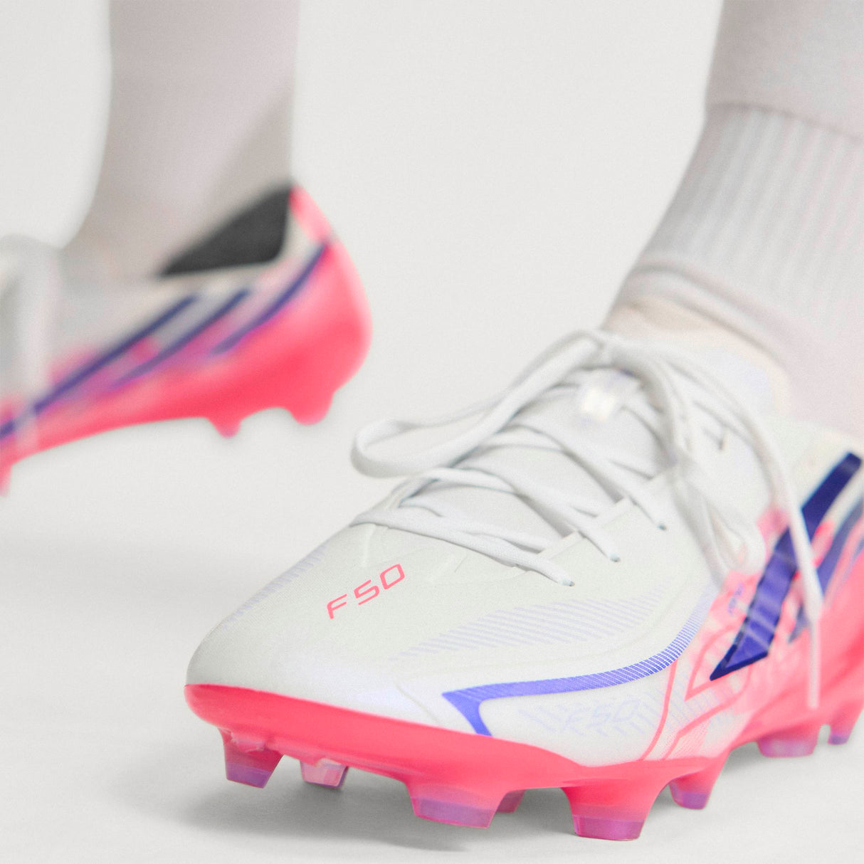 adidas F50 Hyperfast Pro Firm Ground Men's Soccer Cleats - White/Purple