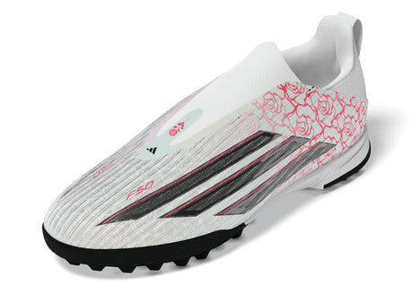 adidas F50 League Laceless TF Turf Youth Soccer Cleats - White/Black/Red