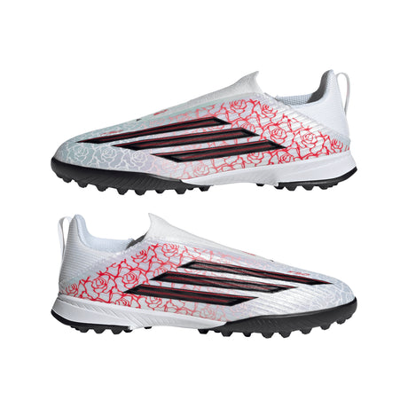 adidas F50 League Laceless TF Turf Youth Soccer Cleats - White/Black/Red