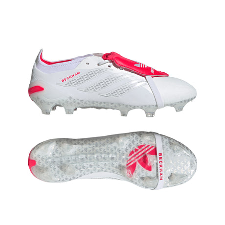 adidas Predator Elite Fold-Over Tongue FG Firm Ground David Beckham Men's Soccer Cleats - White/Silver/Red