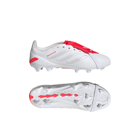 adidas Predator League Fold-Over Tongue Firm Ground Youth Soccer Cleats - White/Silver/Red