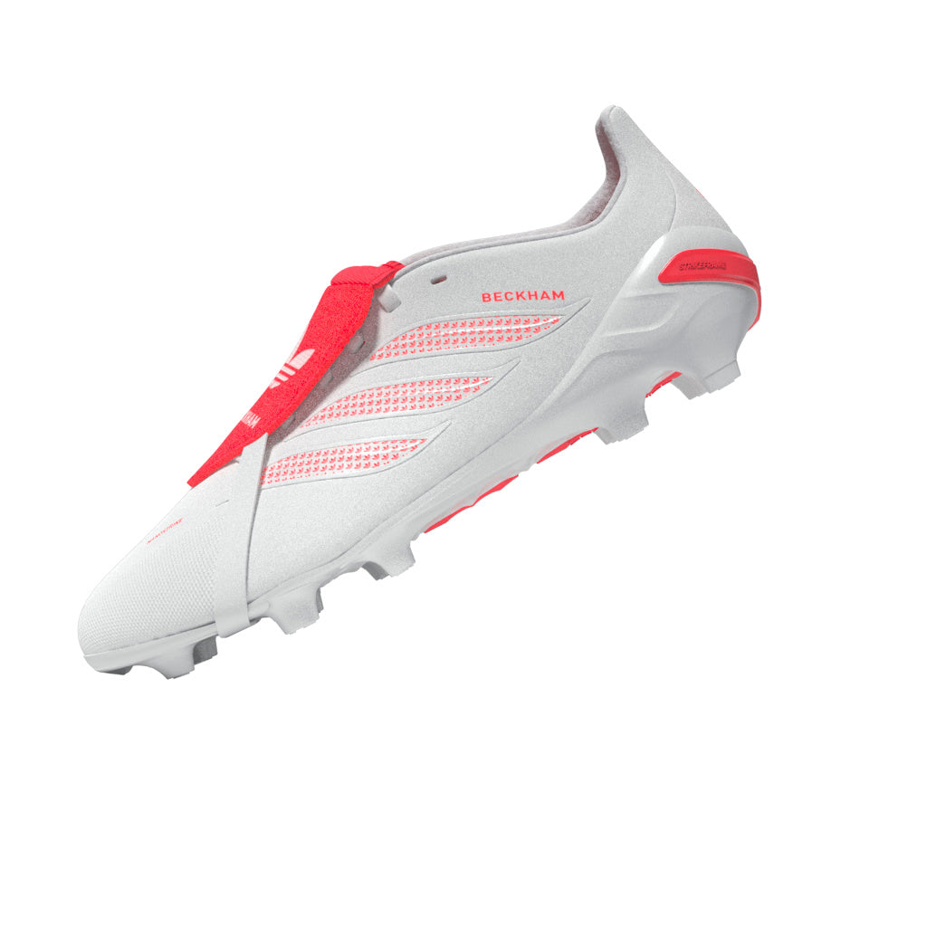 adidas Predator League Fold-Over Tongue Firm Ground Youth Soccer Cleats - White/Silver/Red