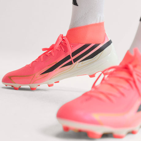 Tacos de Fútbol adidas F50 Hyperfast League para Hombre Terreno Firme - Turquesa/Negro/Dorado