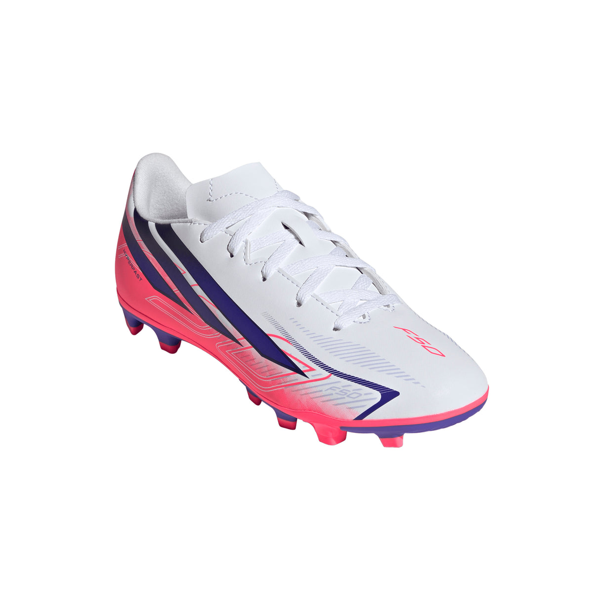 adidas F50 Hyperfast Club Firm Ground / Multi Ground Youth Soccer Cleats - White/Purple