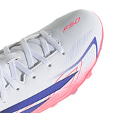 adidas F50 Hyperfast Club Firm Ground / Multi Ground Youth Soccer Cleats - White/Purple
