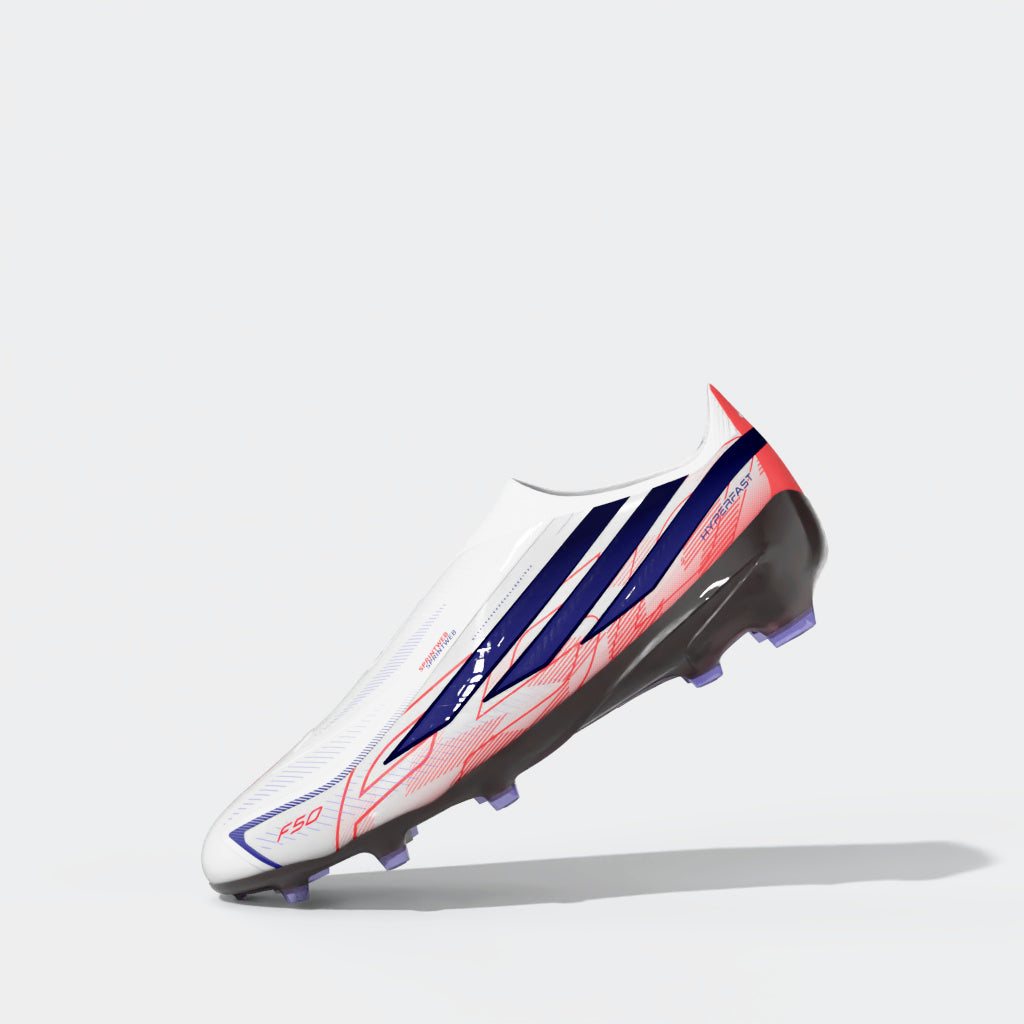 adidas F50 Hyperfast Elite Laceless Firm Ground Youth Soccer Cleats - White/Purple