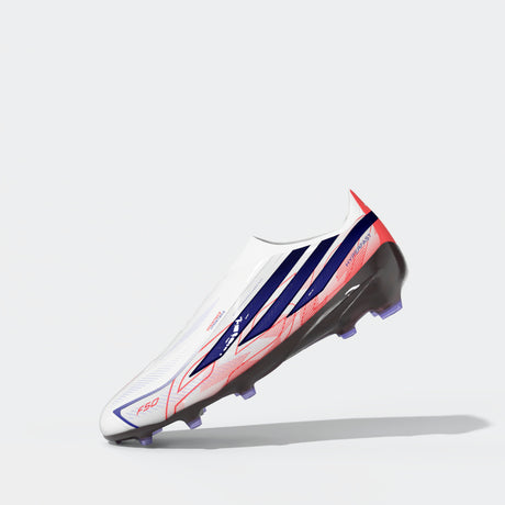 adidas F50 Hyperfast Elite Laceless Firm Ground Youth Soccer Cleats - White/Purple