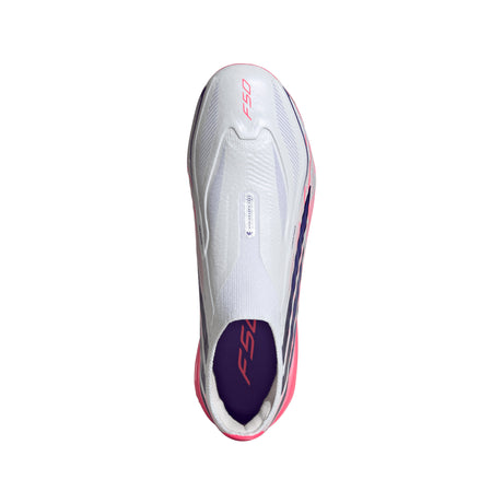 adidas F50 Hyperfast Elite Laceless Firm Ground Youth Soccer Cleats - White/Purple