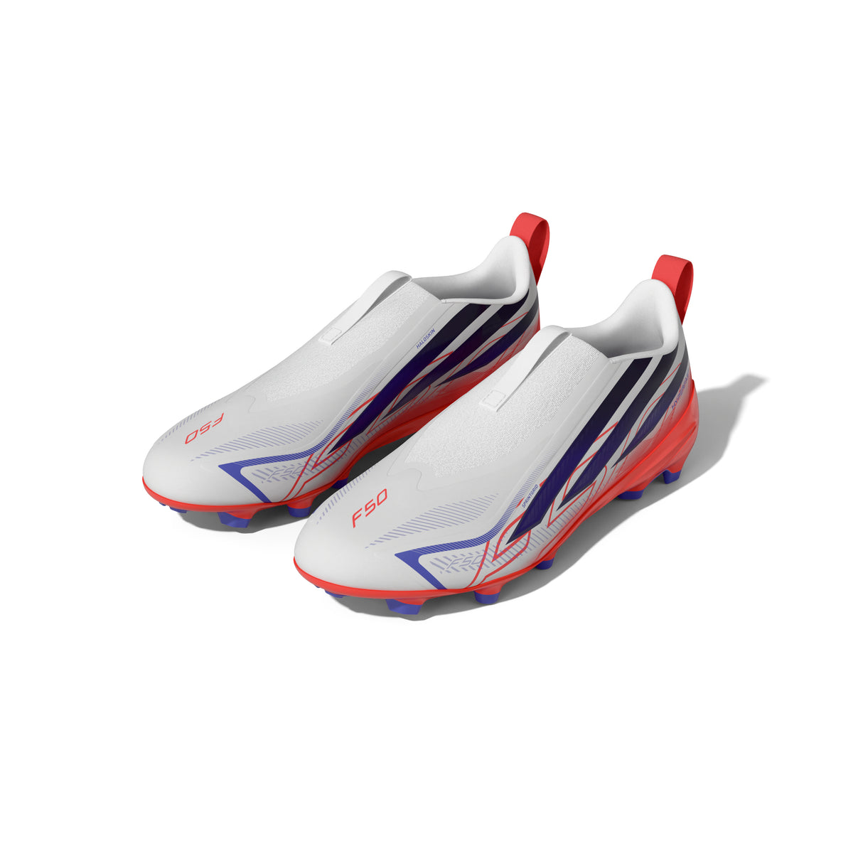 adidas F50 Hyperfast League Laceless Firm Ground Youth Soccer Cleats - White/Purple