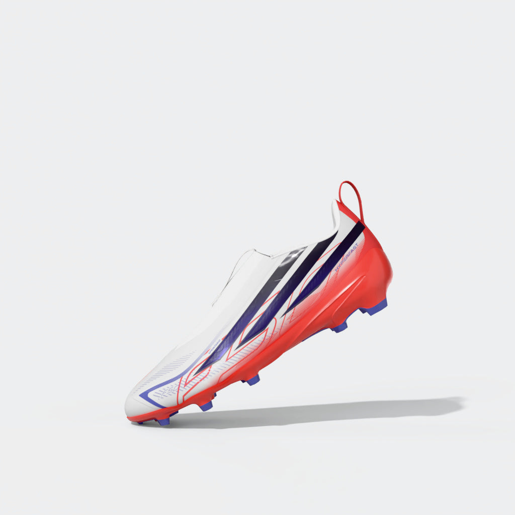 adidas F50 Hyperfast League Laceless Firm Ground Youth Soccer Cleats - White/Purple
