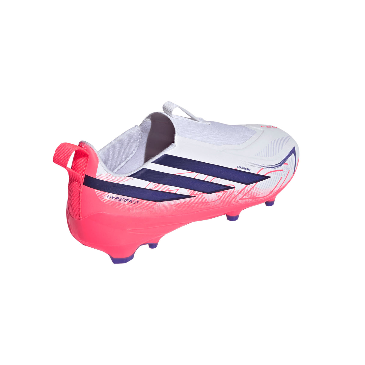 adidas F50 Hyperfast League Laceless Firm Ground Youth Soccer Cleats - White/Purple